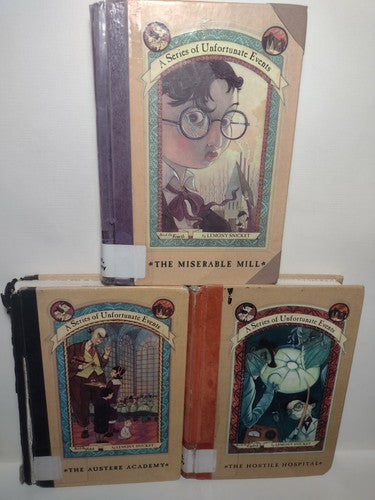 A Series of Unfortunate Events by Lemony Snickets, book bundle lot of 3