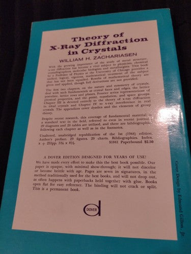 Theory Of X-ray Diffraction In Crystals, William H. Zachariasen (1967) ..