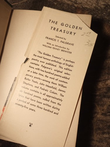 The Golden Treasury  By Francis T. Palgrave 1929 2nd Edition