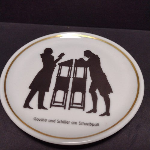 Weimar Germany Porcelain Decorative Plate, "Goethe Und Schiller Am Shreibpult"