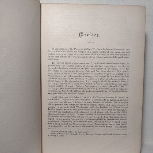 Wordsworth's Poetical Works Edited by Thomas Hutchinson 1908 - Oxford Edition HC