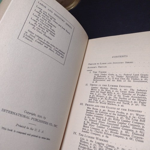 Labor and Lumber by Charlotte Todes -Hardcover -1931 -Economic History -ExLibris