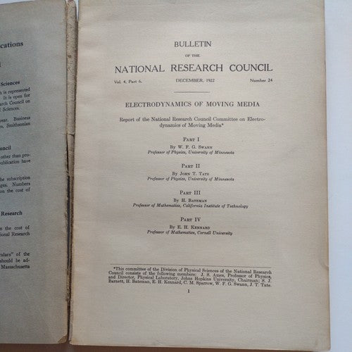 Bulletin Of The National Research Council, 1922 electrodynamics in moving media