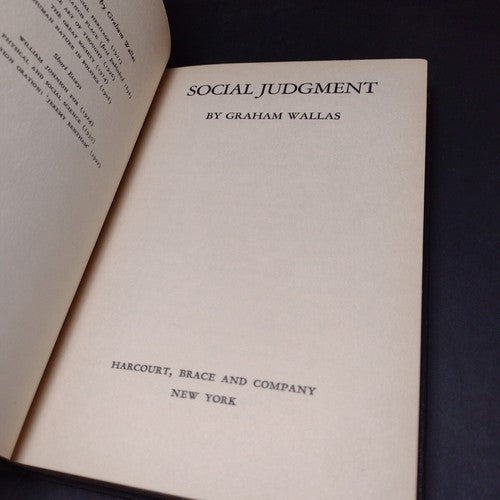 Social Judgment by Graham Wallas -Hardcover -1935 -Vintage Sociology