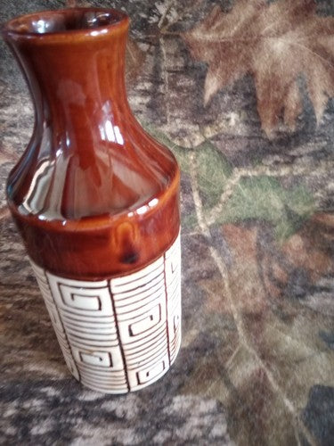 Brown Dual Glazed Bud Vase Stoneware 8 Inch Boho design