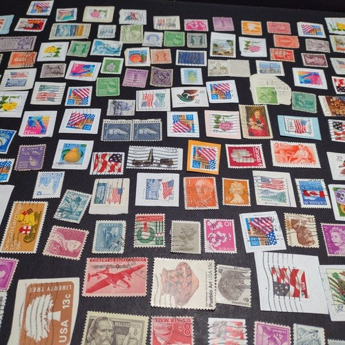Vintage International Stamp Lot (G1) -Mixed On/Off Paper (US, Spain, Canada, +)