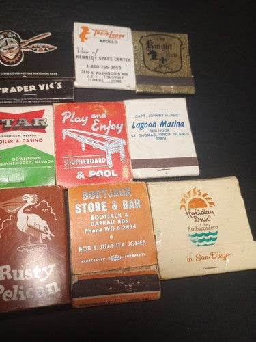 vintage matchbook lot California, Nevada, Virgin Islands, San Francisco