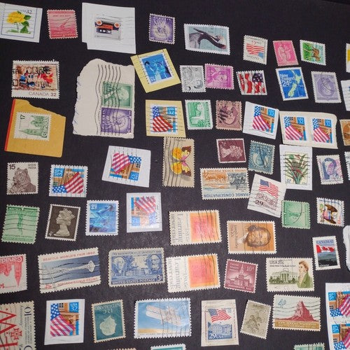 Vintage International Stamp Lot (B1) -Mixed On/Off Paper (US, CANADA, GERMANY +)