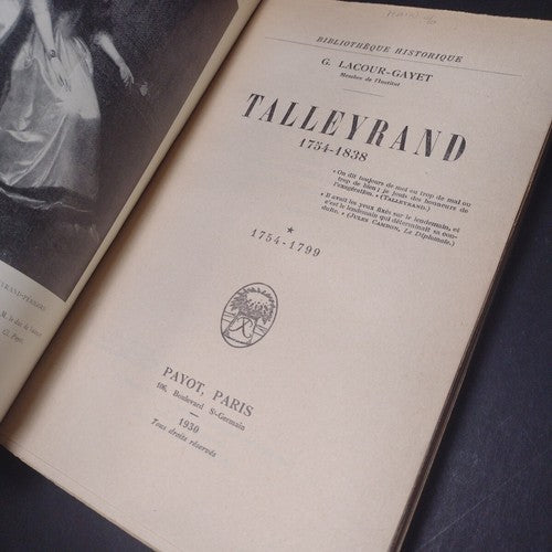 Talleyrand (1754-1838) Tome 1, G. Lacour-Gayet -Paperback -1930 -3rd Printing
