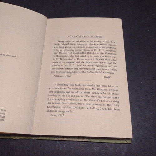 Mahatma Gandhi: An Essay In Appreciation by R. M. Gray -Hardcover -4th Imp -1931
