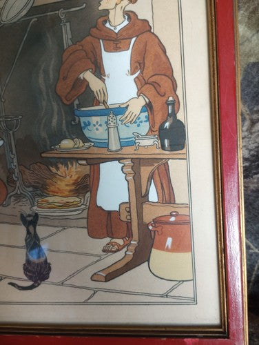 1910 HARRY ELIOTT WATERCOLOR POCHOIR PRINTS Monk Framed vintage