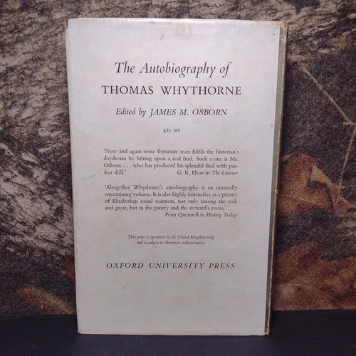 The Autobiography of Thomas Wythorne -Hardcover -1962 -Modern Spelling Edition