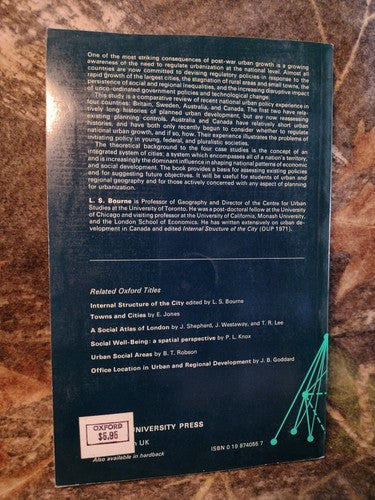 Urban Systems: Strategies for Regulation by L.S. Bourne -PB -1975 -Infrastruct.