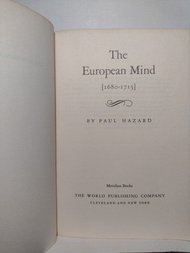 The European Mind 1680-1715 (1963 Paperback) -1st Meridian Print -Europe History