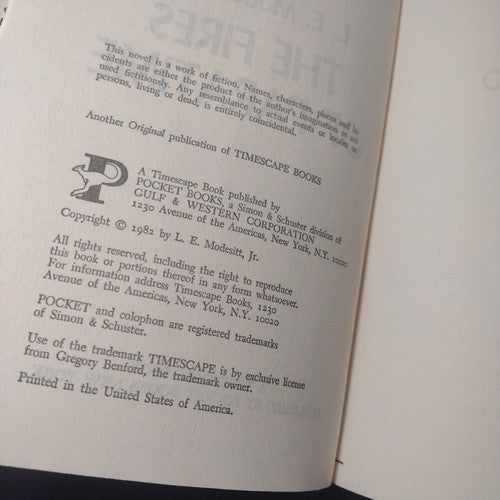 The Fires of Paratime L. E. Modessit, Jr -Hardcover -1982 -Book Club Edition
