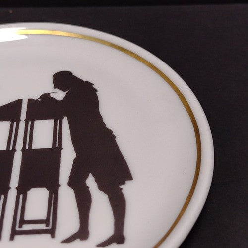 Weimar Germany Porcelain Decorative Plate, "Goethe Und Schiller Am Shreibpult"