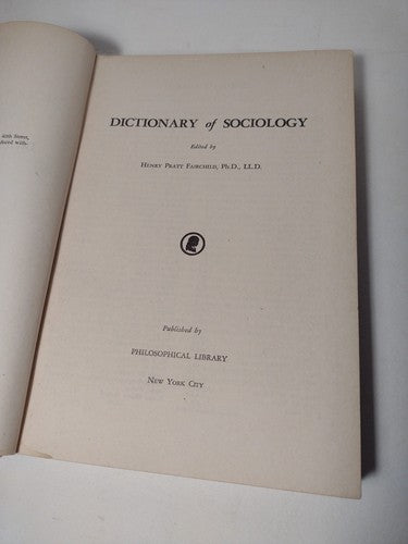 Dictionary of Sociology by Henry Fairchild -hardcover -1944 -Vintage Sociology