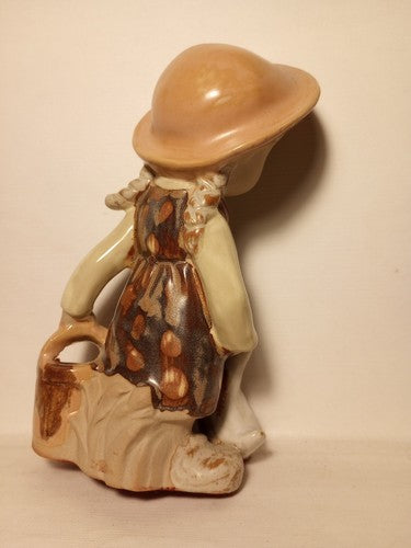 Vintage UCTCI Japan Girl With Duck Bisque Figurine Ceramic Pottery VG