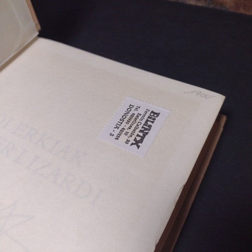 Olerkiak Xabier Lizardi, Xabier Lizardi -Hardcover -1983 -Basque Poetry