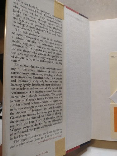 The Splendid Art of Opera: A Concise History by Ethan Mordden -1980 -HCwDJ -1st
