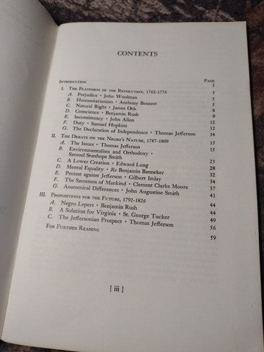 The Negro Versus Equality, 1762-1826 by Winthrop Jordan -Paperback 1969 -Vintage