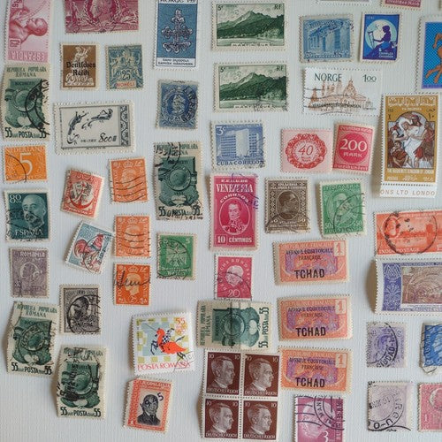 Vintage International Stamp Lot (E) -Romania, London, Germany -mix on/off paper