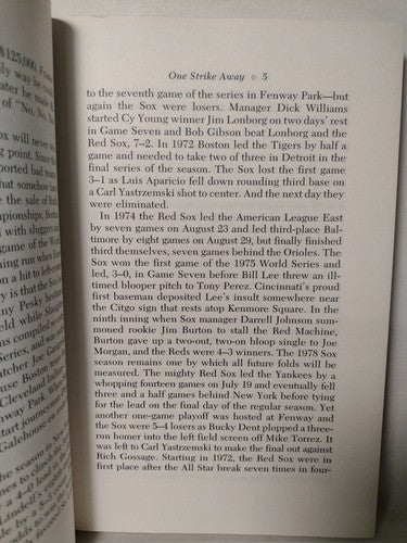 One Strike Away: The story of the 1986 Red Sox by Dan Shaughnessy -HCwDJ -1987
