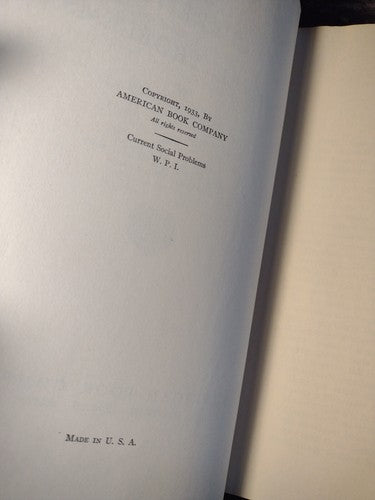 Current Social Problems by John Gillette -Hardcover -1933 -Vintage Sociology