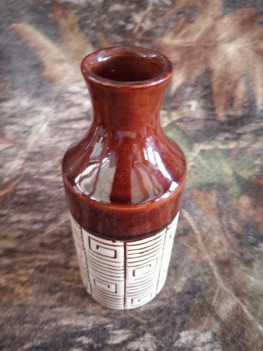 Brown Dual Glazed Bud Vase Stoneware 8 Inch Boho design