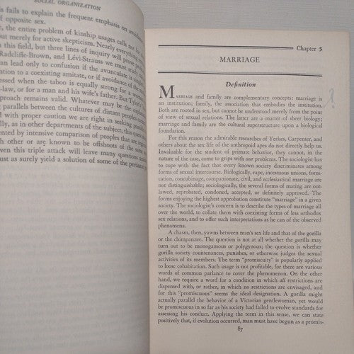 Social Organization by Robert H. Lowie - 1948 Hardcover no dj - Rinehart & Co.