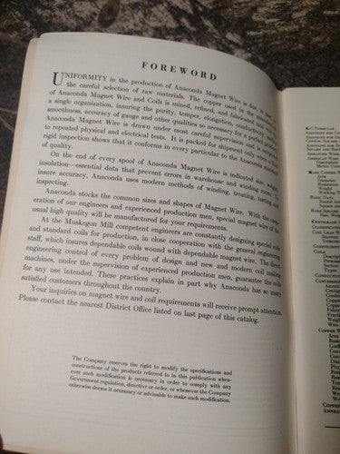 Anaconda Magnet Wire and Coils by Anaconda Supply Company -1948 -Paperback