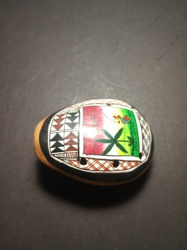 Pisac Cusco Hand Painted Ocarina, 4"Traditional Design Crafted From Clay
