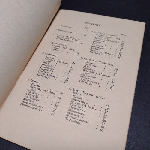 The Early History of Science: A Short Handlist -Paperback 1950 -Scientific Hist.