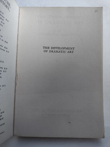 The Development Of Dramatic Art By Donald Clive Stuart -1960 -PB -New Dover Ed.