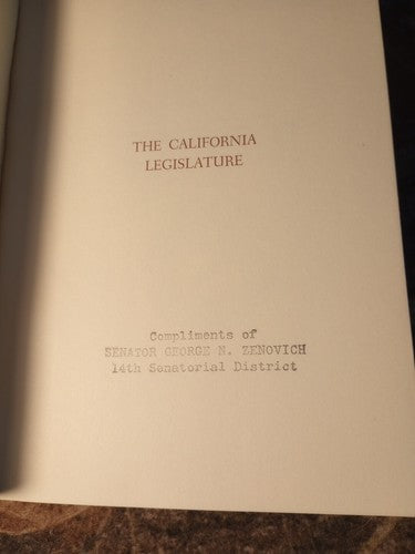 The California Legislature 1974 Edition Hardcover By Joseph Allan Beek