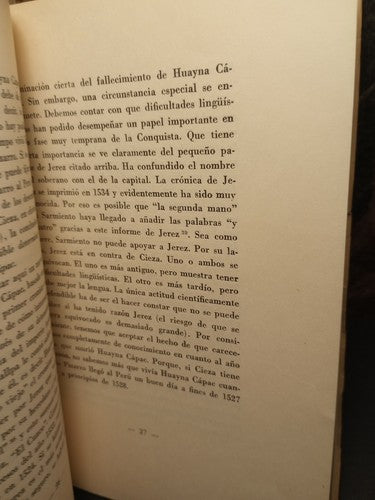 La Chronologia De La Historia Incaica -Folio Copy -1963 -Spanish History