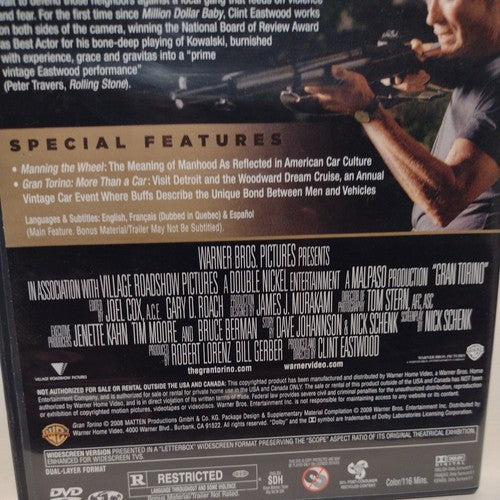 Gran Torino (DVD, 2009, Widescreen) like new Clint Eastwood