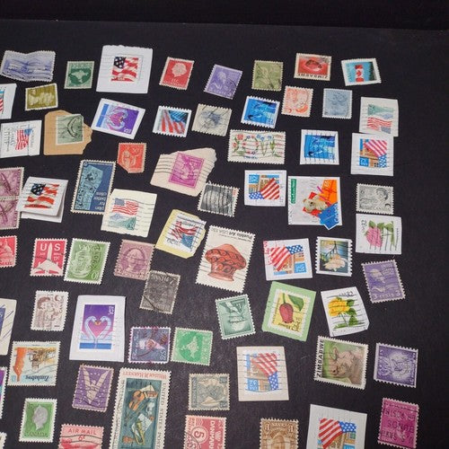Vintage International Stamp Lot (E1) -Mixed On/Off Paper (US, Italy, Zimbabwe +)