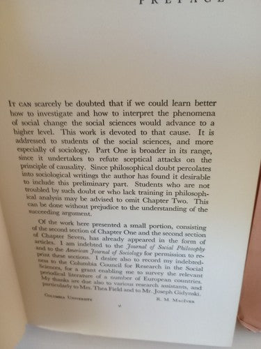 Social Causation By R.M Mac Iver 1942 first Edition HC Sociology