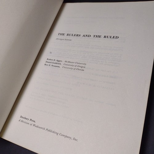 The Rulers and the Ruled By Robert Agger -Paperback -1972 -Revised Edition