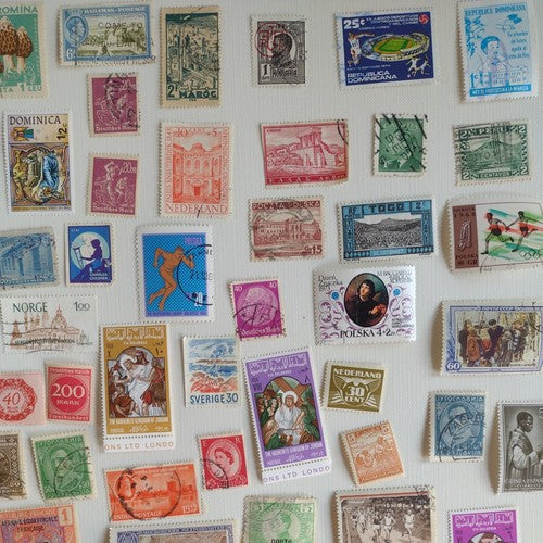 Vintage International Stamp Lot (E) -Romania, London, Germany -mix on/off paper