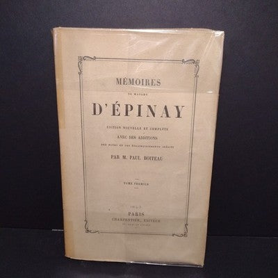 Memoires De Madame D'Epinay Tome Second par M. Paul Boiteau - 1863 Paperback