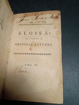 ELOISA Series of ORIGINAL LETTERS by J J ROUSSEAU Vol 4 1769 Exlibris