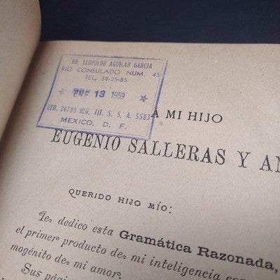 Gramática Razonada de La Lengua Espanola por Matias Salleras, 1887 2nd Edition