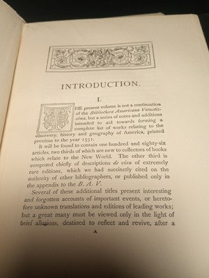 Bibliotheca Americana Vetustissima, A Description of Works Relating to America