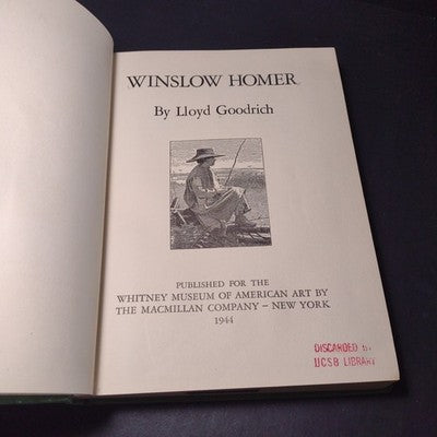 Winslow Homer by Lloyd Goodrich -1944 Library Binding Hardcover