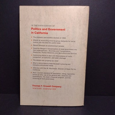 Politics and Government in California Sixth Edition by Bernard L. Hyink -1975 PB
