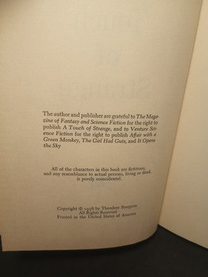 A Touch of Strange by Theodore Sturgeon -1958 Hardcover Book Club Edition