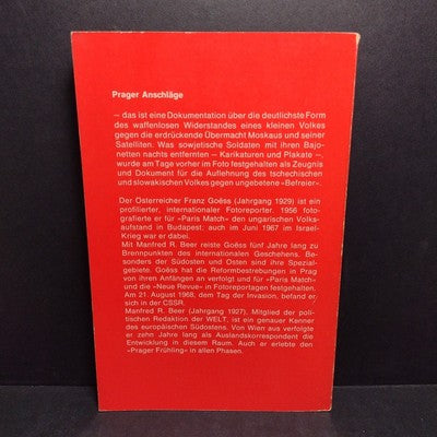 Prager Anschlage: Bilddokumente des Gewaltlosen Widerstandes -1967 Paperback