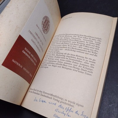 Hans Von Hentig: Die Besiegten -Signed Copy, German Paperback, 1966